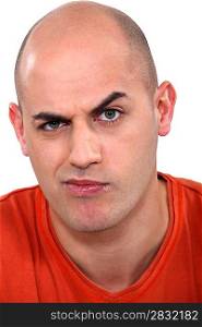 Expressive bald man