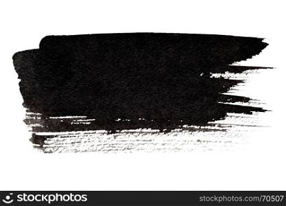 Expressive black brush stroke isolated on the white background