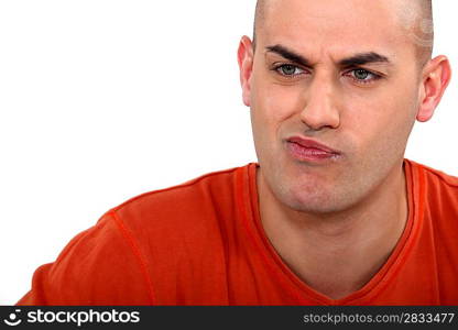 Expressive man pouting