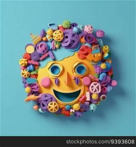 Expressive Paper Cuts  Minimalistic 3D Craft Illustration Celebrating World Emoji Day. For print, web design, UI, poster and other.