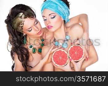 Expressive Women with Orange (Grapefruit) - Wholesome Food