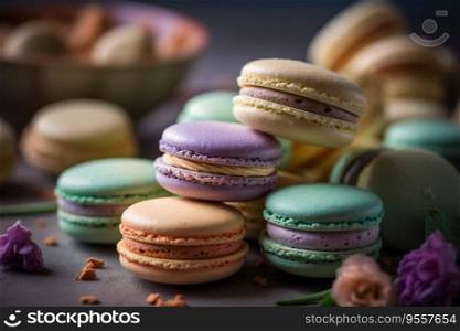 Exquisite Macarons.  created with Generative AI