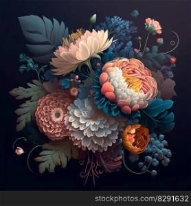 Exquisite Vintage Vase Overflowing with Flowers. Exquisite Vintage Vase Overflowing with Flowers AI Generated