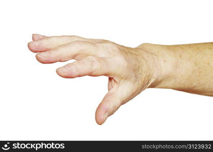 extended hand for help on a white background