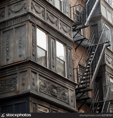 Exterior fire escape in Boston, Massachusetts, USA