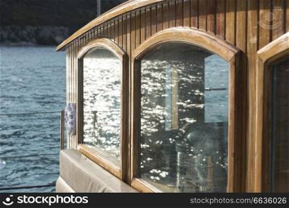 Exterior of a cabin on yacht, Perast, Bay of Kotor, Montenegro