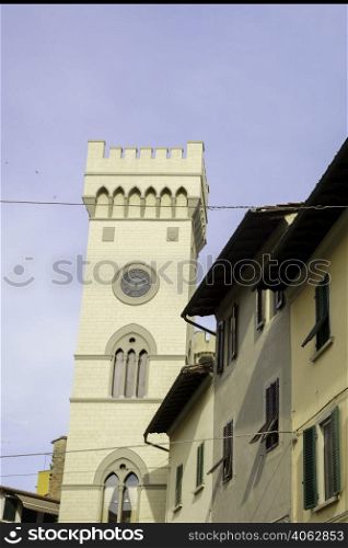 Exterior of historic buildings in Pistoia, Tuscany, Italy