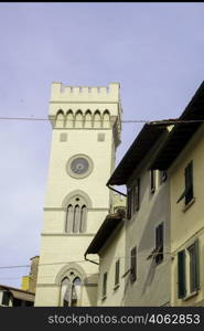 Exterior of historic buildings in Pistoia, Tuscany, Italy