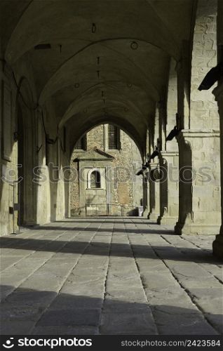 Exterior of historic cathedral of Pistoia, Tuscany, Italy