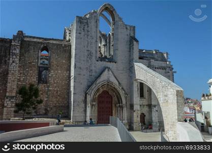 Exterior of Historical Building in Lisbon: The Carmo Convent, Portugal