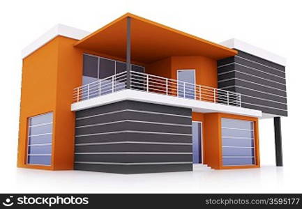 Exterior of modern orange black private house