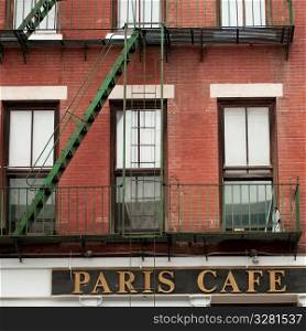 Exterior of Paris Cafe bulding in Manhattan, New York City, U.S.A.