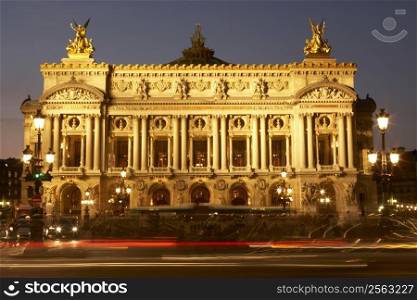 Exterior Of Paris Opera House At Night