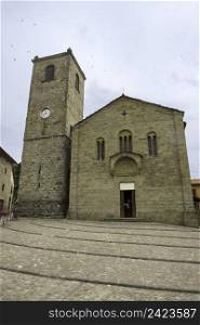 Exterior of Santa Maria Assunta church at Popiglio, Pistoia province, Tuscany, Italy