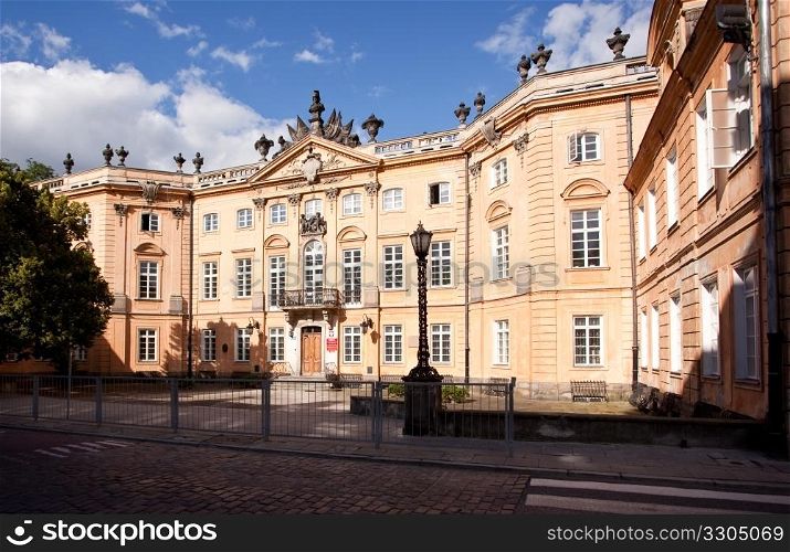 Exterior of Saphiehow Palace in Warsaw Poland