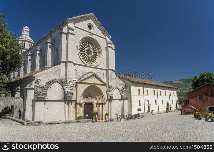 Exterior of the Abbey of Fossanova, Latina, Lazio, Italy, medieval monument