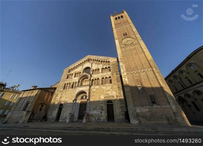 Exterior of the medieval cathedral (Duomo) of Parma, Emilia-Romagna, Italy