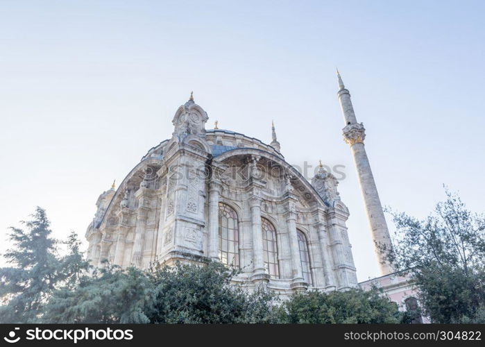 Exterior view of Ortakoy Mosque near bosphorus in Istanbul,Turkey.. Exterior view of Ortakoy Mosque near bosphorus