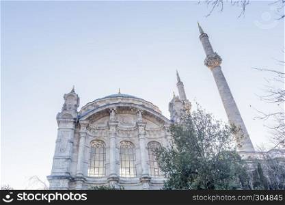Exterior view of Ortakoy Mosque near bosphorus in Istanbul,Turkey.. Exterior view of Ortakoy Mosque near bosphorus