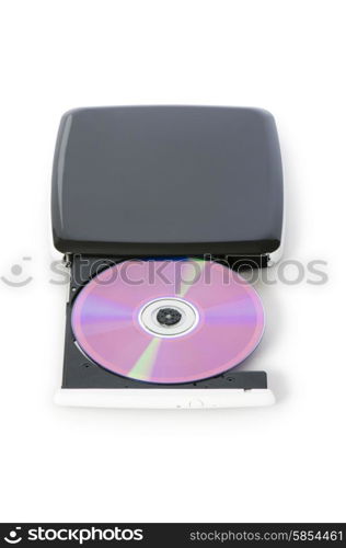 External dvd drive isolated on the white