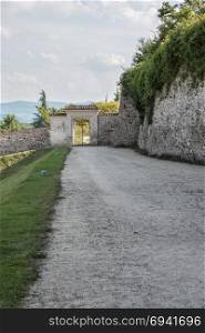 External Entrance and Footpath of Historical Green Park Farnesiano in Sala Baganza Parma, Italy.. External Entrance and Footpath of Historical Green Park Farnesiano in Sala Baganza Parma, Italy