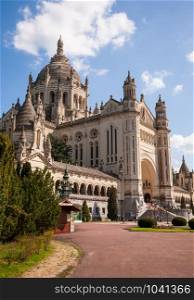 External vertical view of Basilica of Lisieux in Normandy, France. Basilica of Lisieux in Normandy, France