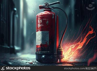 Extinguisher illustration. AI generative. 