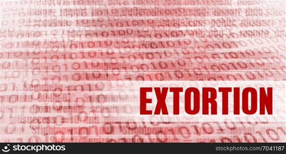 Extortion Alert on a Red Binary Danger Background. Extortion Alert