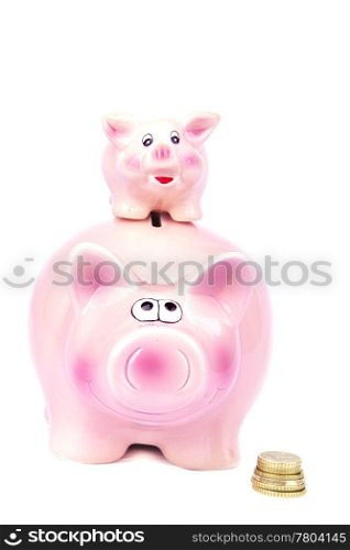 Extra money - Piggy Bank on a white background