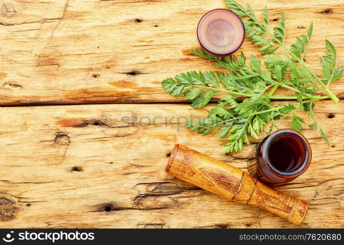 Extract or tincture from a wild carrots.Medicinal herbs. Wild carrots in herbal medicine