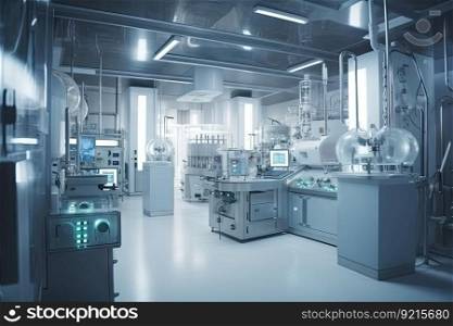 extraction and processing methods in the futuristic laboratory with advanced equipment, created with generative ai. extraction and processing methods in the futuristic laboratory with advanced equipment