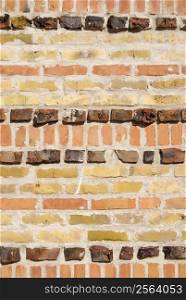 extraordinary wall made of different bricks