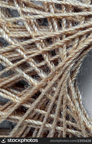 extreme close up of brown  sewing thread
