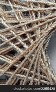 extreme close up of brown  sewing thread