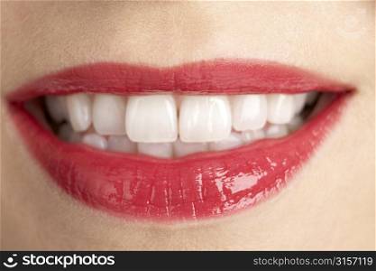 Extreme Close-Up Of Middle Aged Woman&acute;s Lips