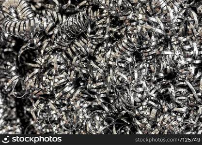 extreme close-up of the steel shavings