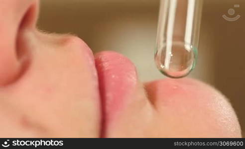 Extreme close-up of woman under laser impact on problem areas on skin