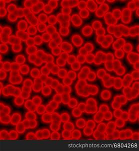 Extreme closeup of a red blood cells on a black background. Abstract illustration.