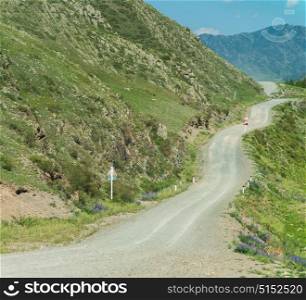 Extreme road in mountains. Extreme road in mountains in Altay, Siberia, Russia