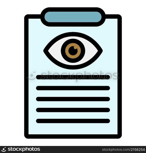 Eye doctor document icon. Outline eye doctor document vector icon color flat isolated. Eye doctor document icon color outline vector