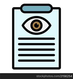 Eye doctor document icon. Outline eye doctor document vector icon color flat isolated. Eye doctor document icon color outline vector