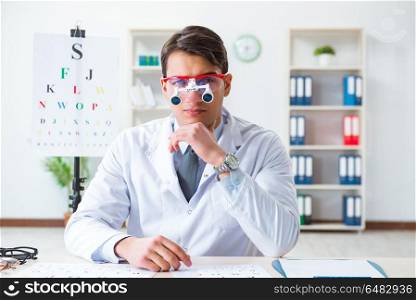Eye doctor in eyecare concept in hospital
