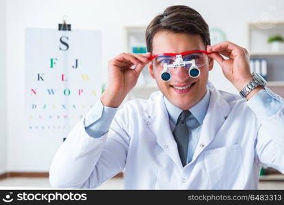 Eye doctor in eyecare concept in hospital