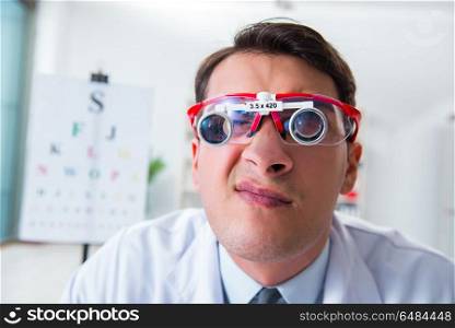 Eye doctor in eyecare concept in hospital