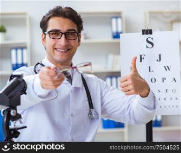 Eye doctor in medical concept. The eye doctor in medical concept