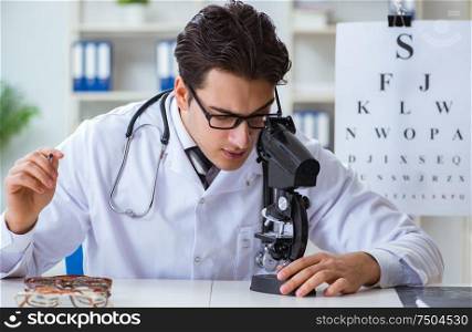 Eye doctor in medical concept. The eye doctor in medical concept