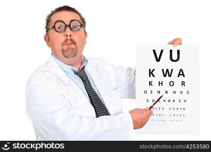 Eye doctor with an eye chart