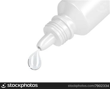 Eye drop in white plastic container