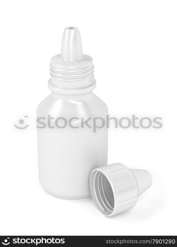 Eye drops bottle on white background