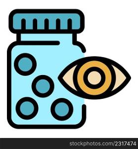 Eye pills icon. Outline eye pills vector icon color flat isolated. Eye pills icon color outline vector